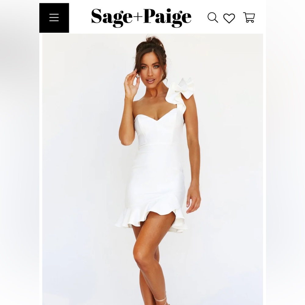 White, one shoulder wedding rehearsal or bridal shower dress!